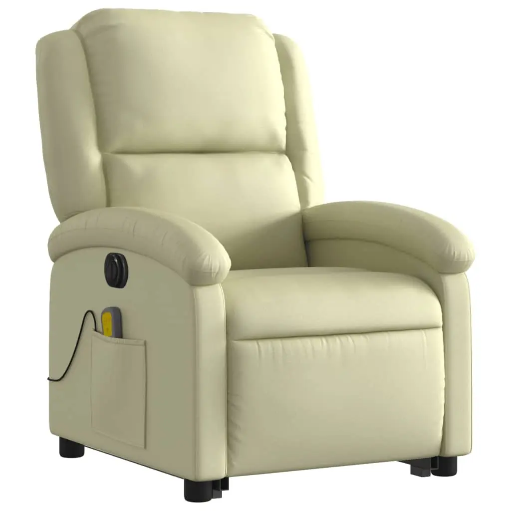 Electric Massage Recliner Chair Power Lift Cream Leather for Elderly