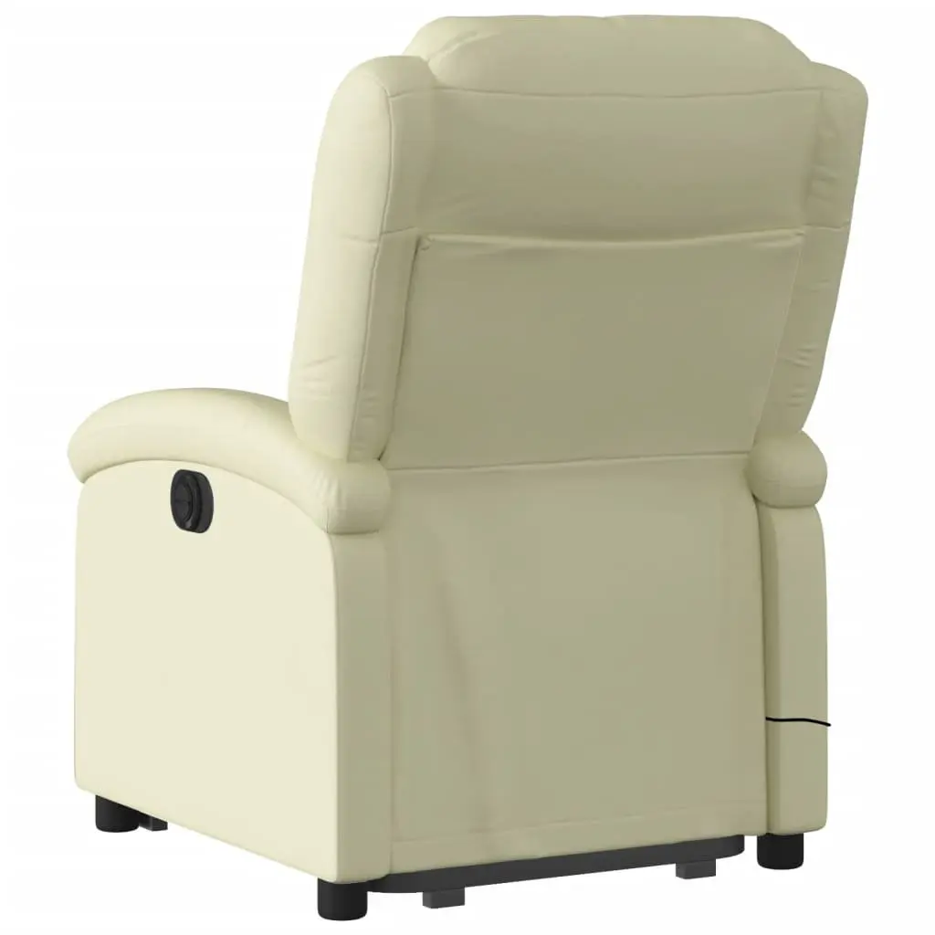 Electric Massage Recliner Chair Power Lift Cream Leather for Elderly