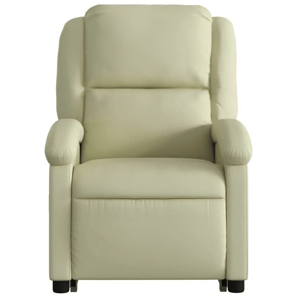 Electric Massage Recliner Chair Power Lift Cream Leather for Elderly