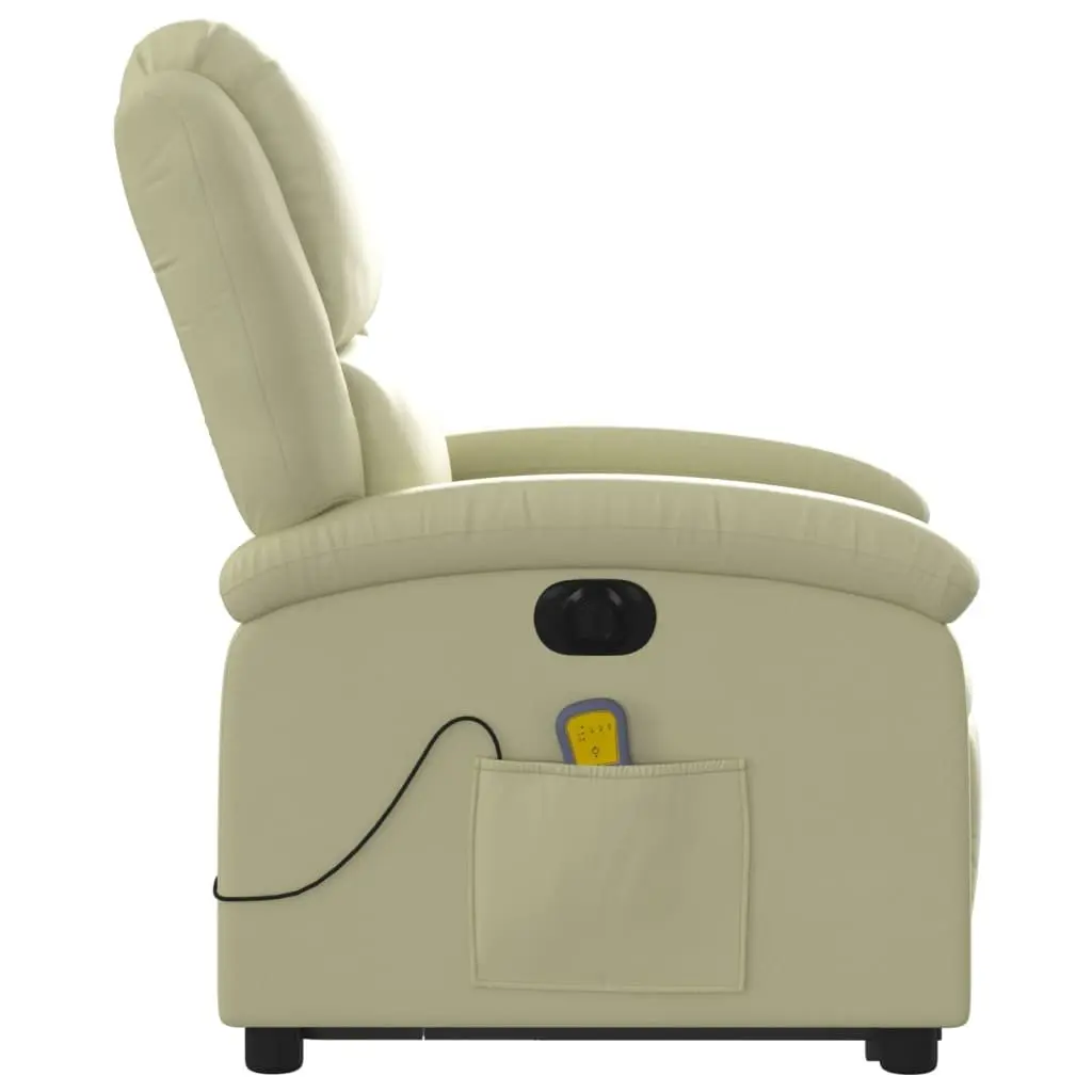 Electric Massage Recliner Chair Power Lift Cream Leather for Elderly