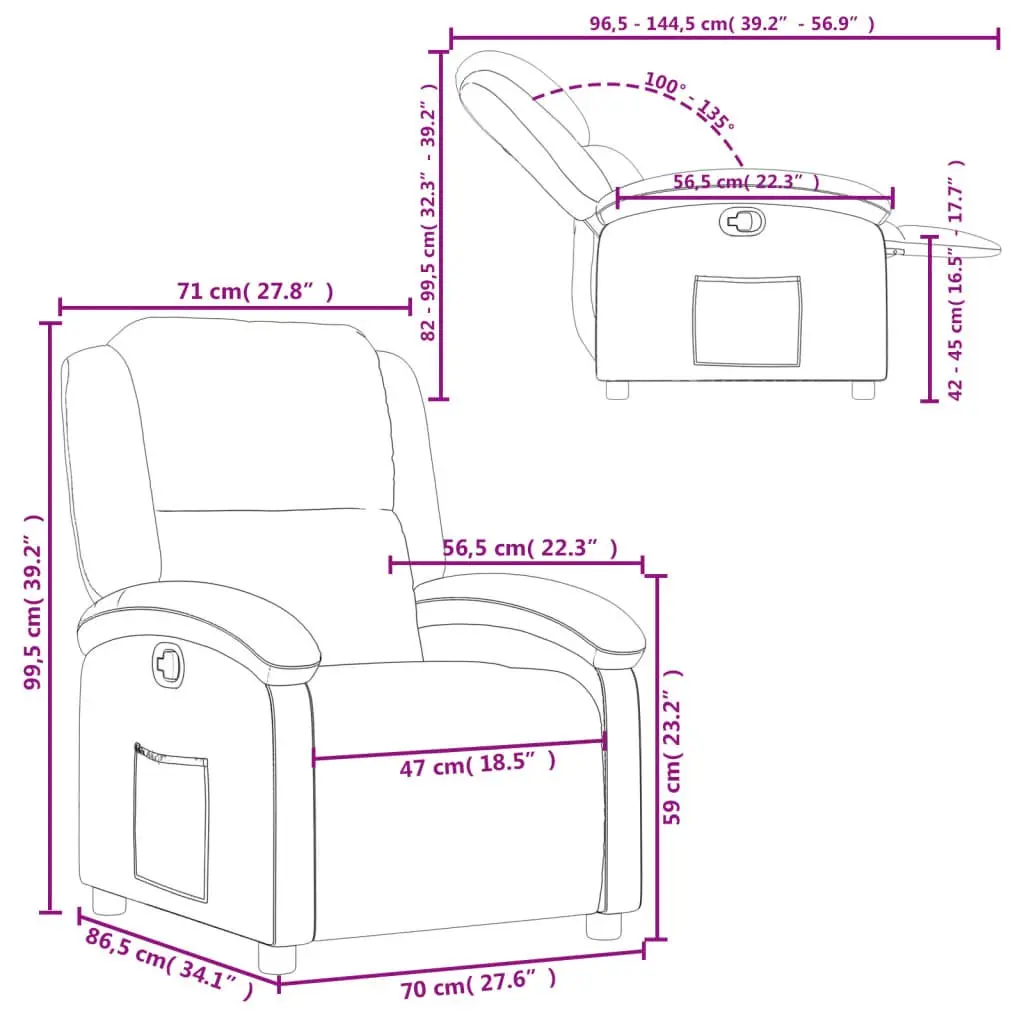Recliner Chair Manual Adjustable Black Velvet Armchair Lounge Seat with Footrest