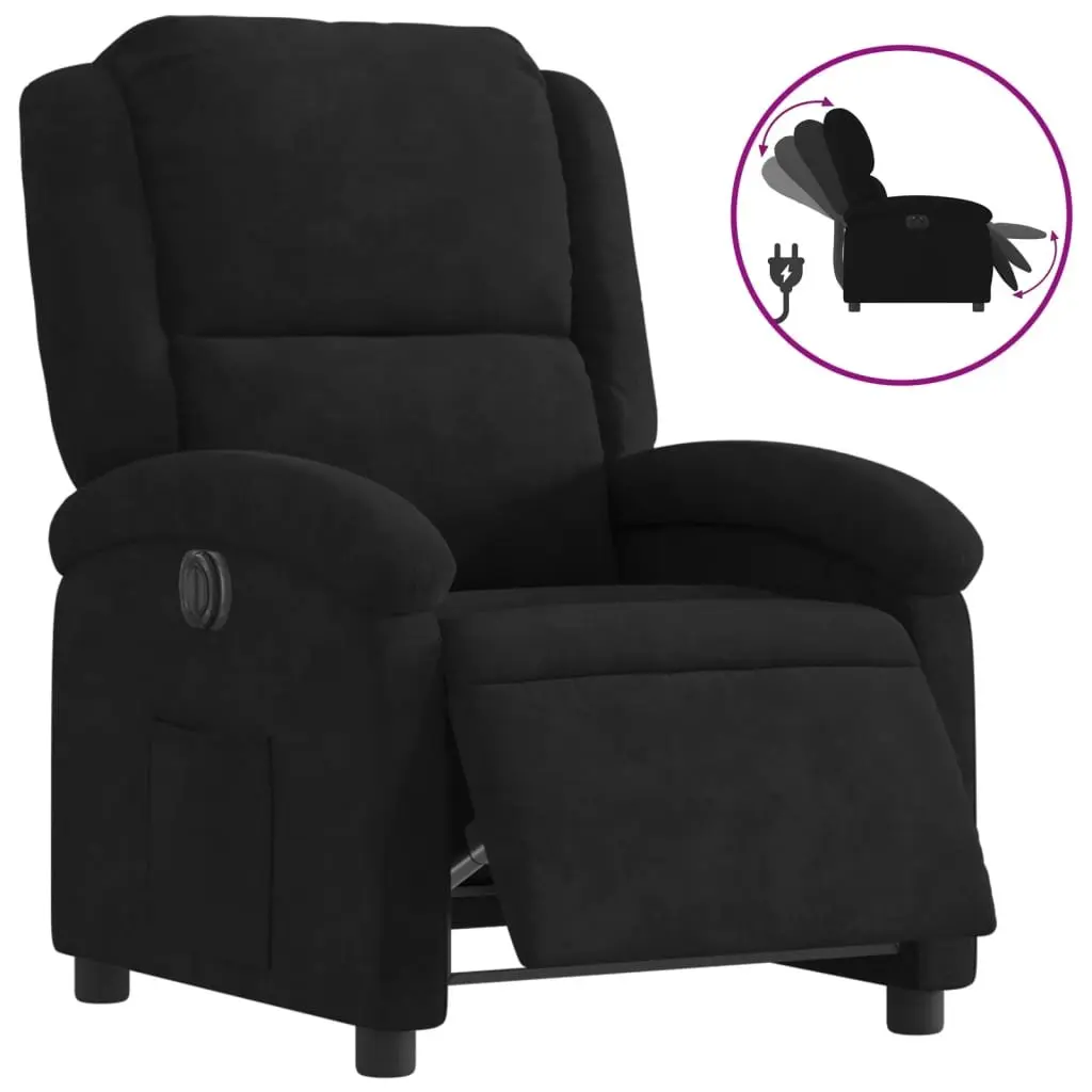 Electric Recliner Chair Auto Reclining Backrest Footrest Black Velvet