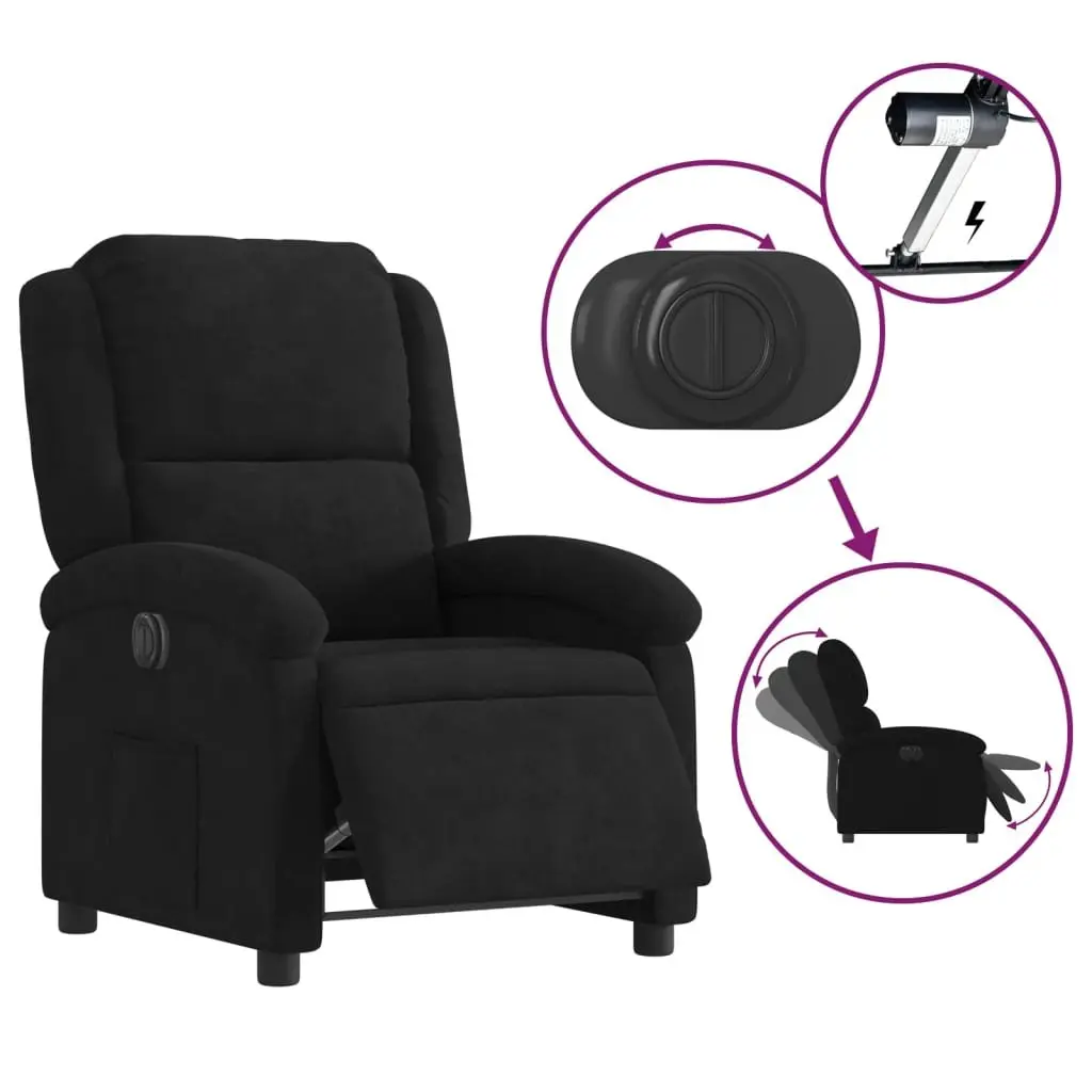 Electric Recliner Chair Auto Reclining Backrest Footrest Black Velvet