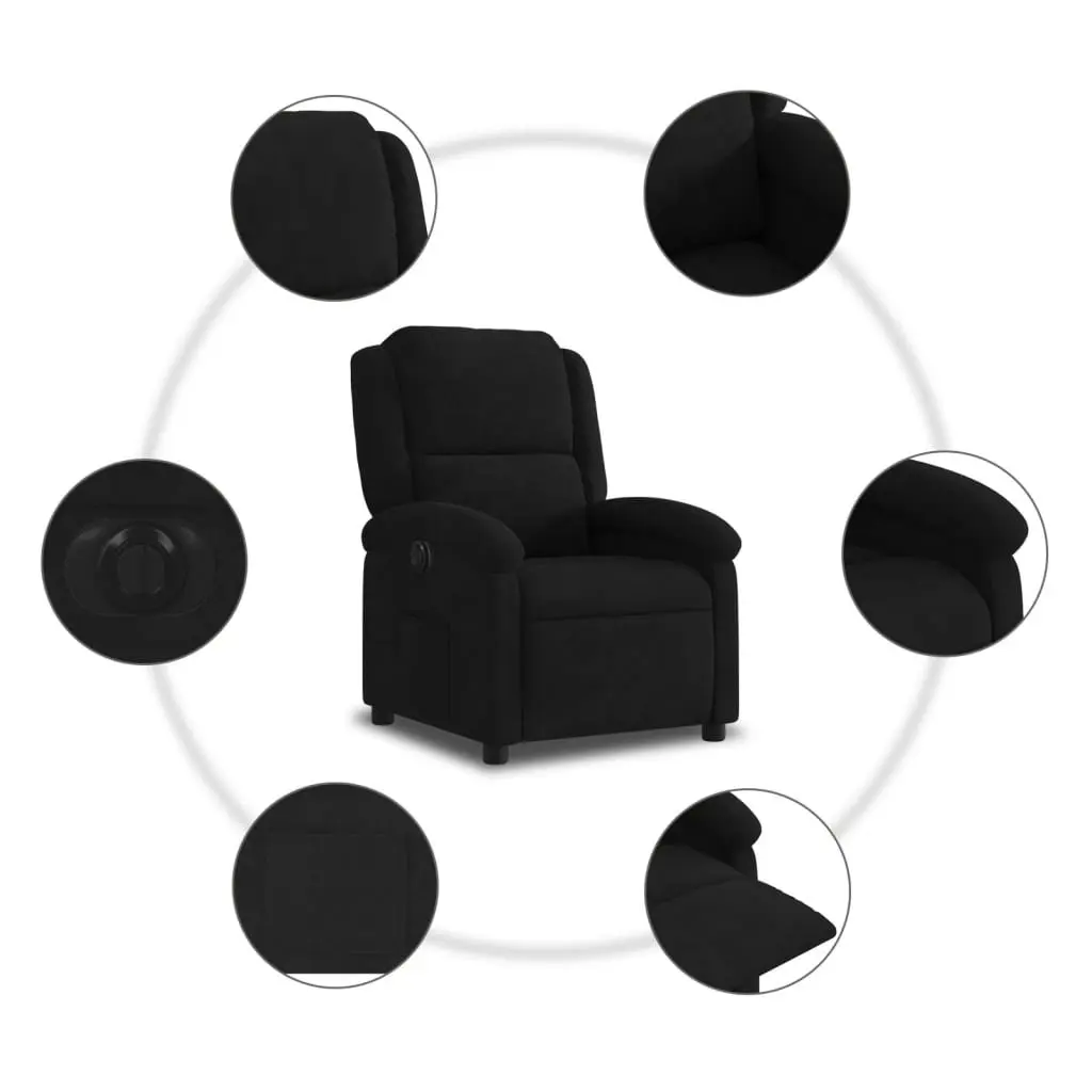 Electric Recliner Chair Auto Reclining Backrest Footrest Black Velvet