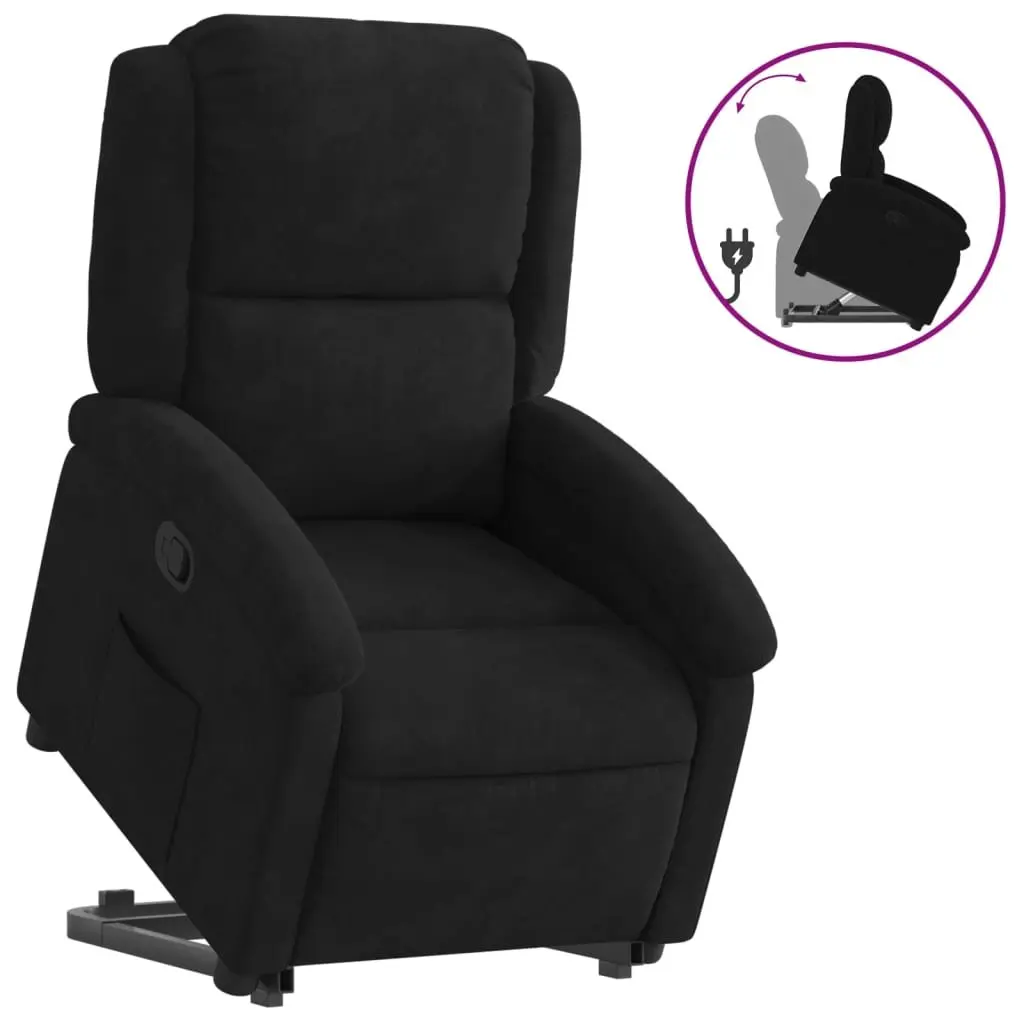 Black Velvet Electric Lift Recliner Chair