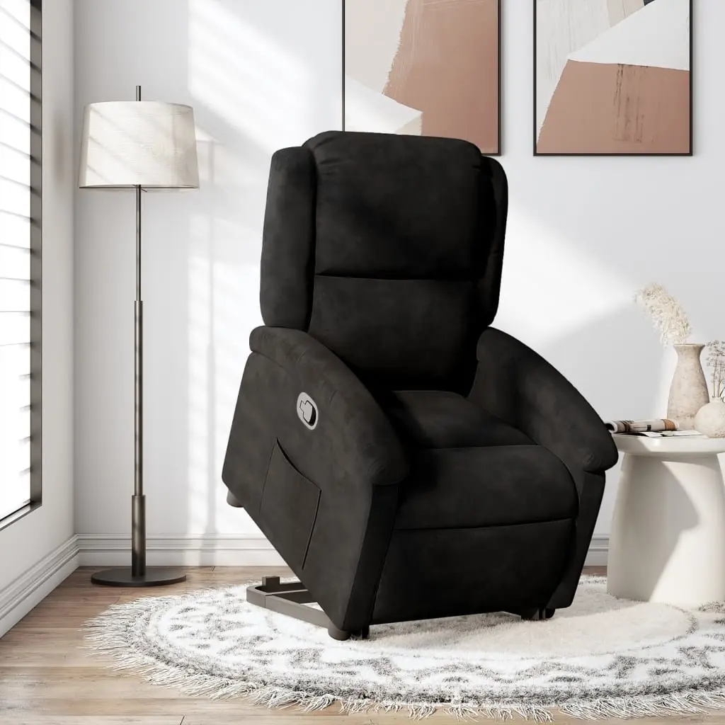 Black Velvet Electric Lift Recliner Chair