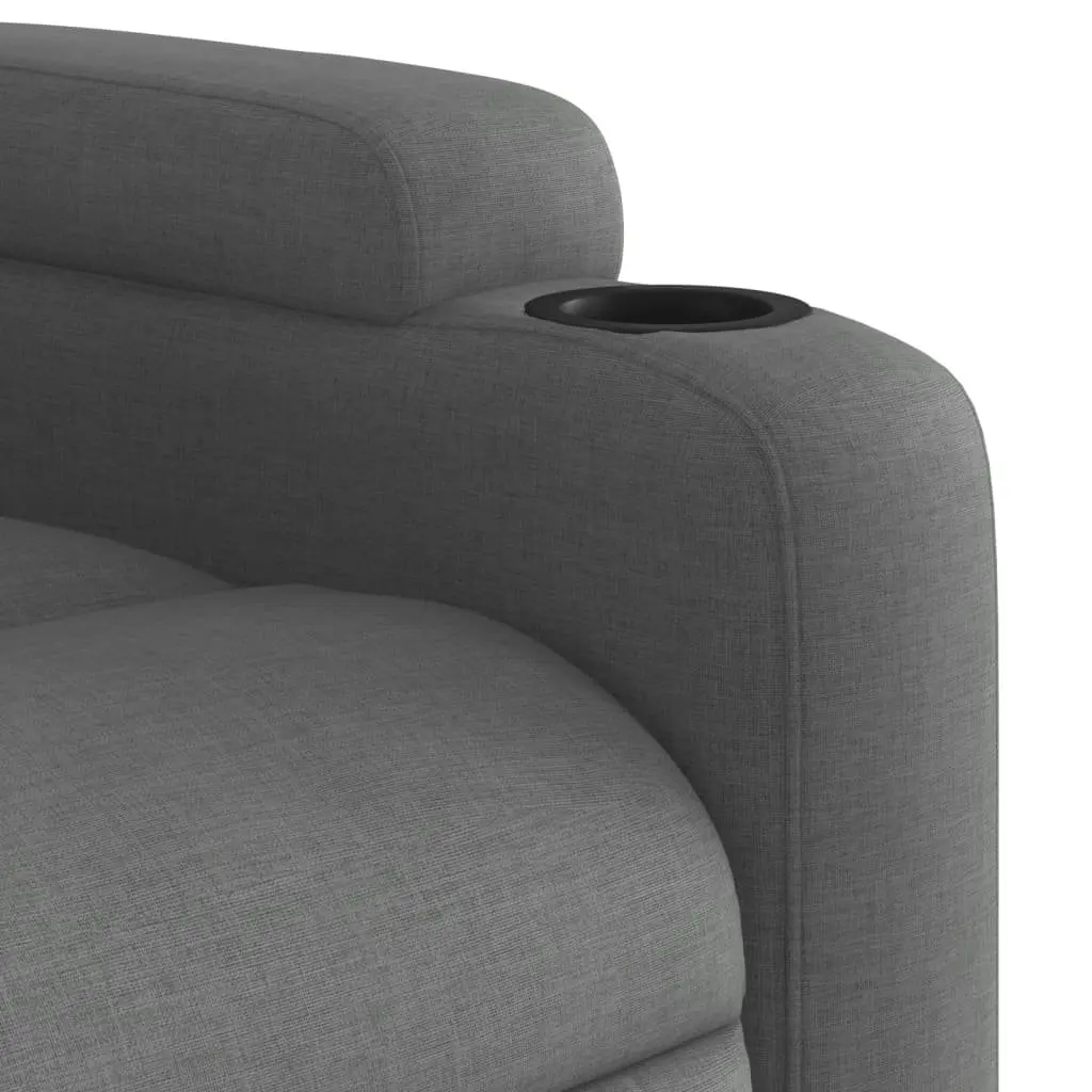 Recliner Chair Grey Fabric Manual Recline Armchair Cup Holders Side Pocket