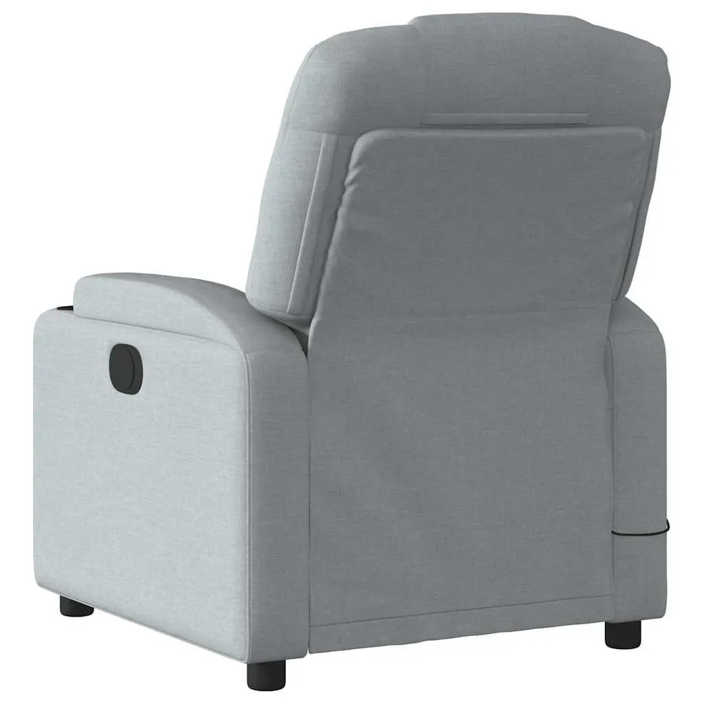 Massage Recliner Chair Light Grey Fabric Manual Recline Vibration Armchair