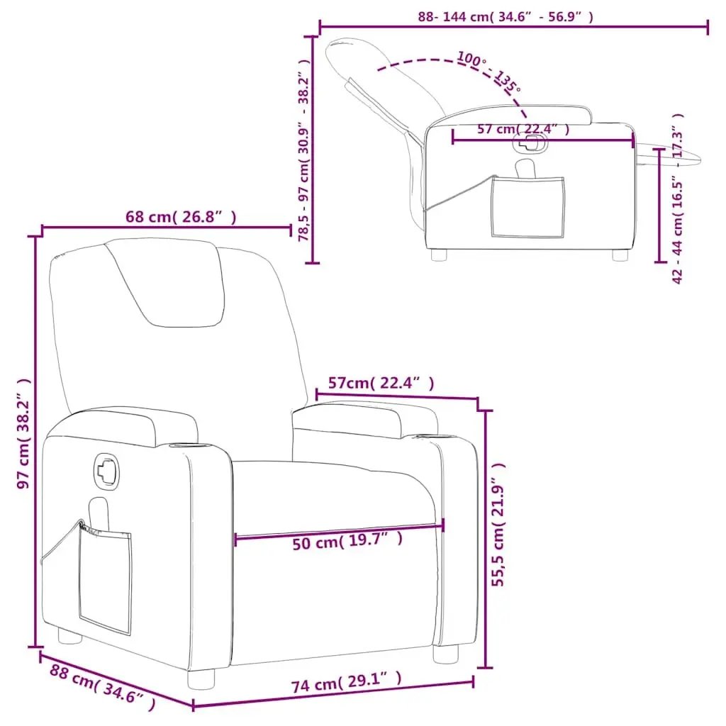 Grey Fabric Massage Recliner Armchair