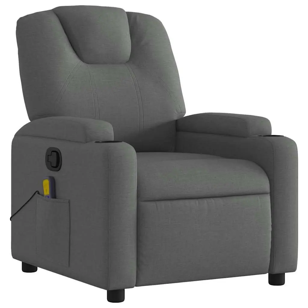 Grey Fabric Massage Recliner Armchair