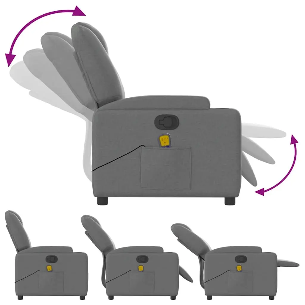 Grey Fabric Massage Recliner Armchair