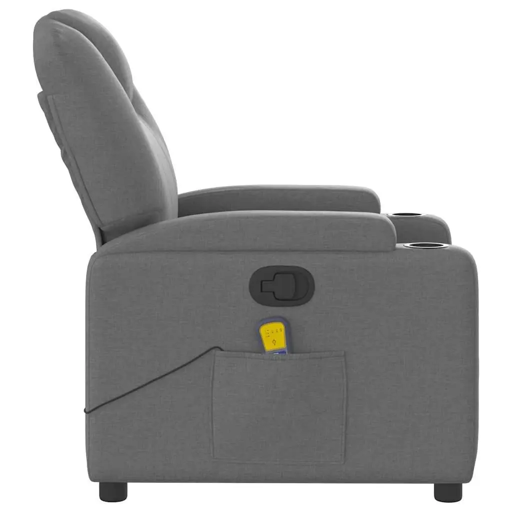 Grey Fabric Massage Recliner Armchair