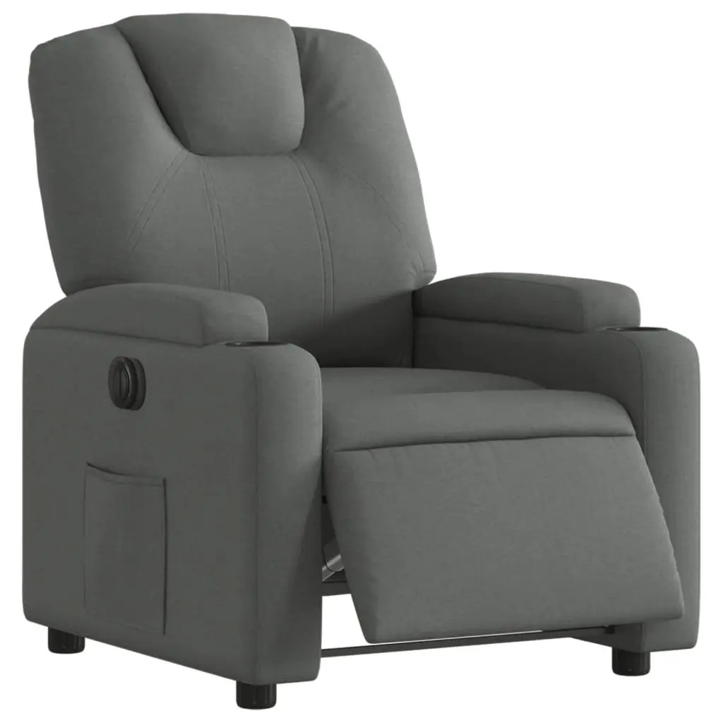 Electric Recliner Chair Automatic Reclining Grey Fabric
