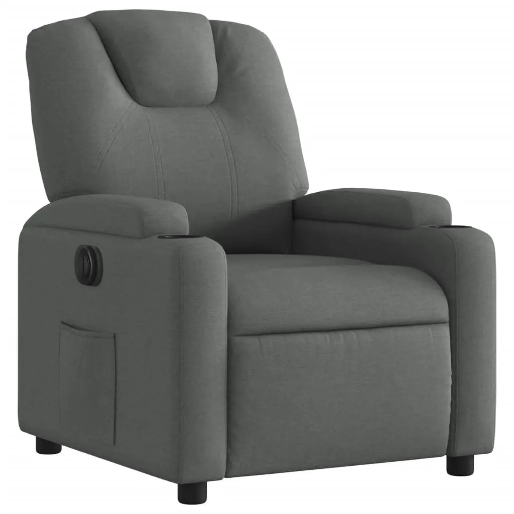 Electric Recliner Chair Automatic Reclining Grey Fabric