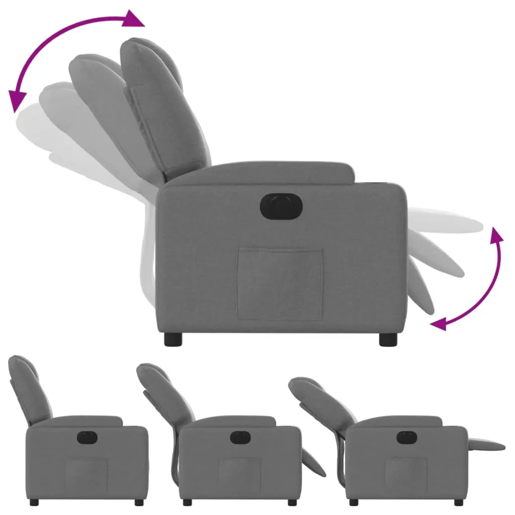Electric Recliner Chair Automatic Reclining Grey Fabric
