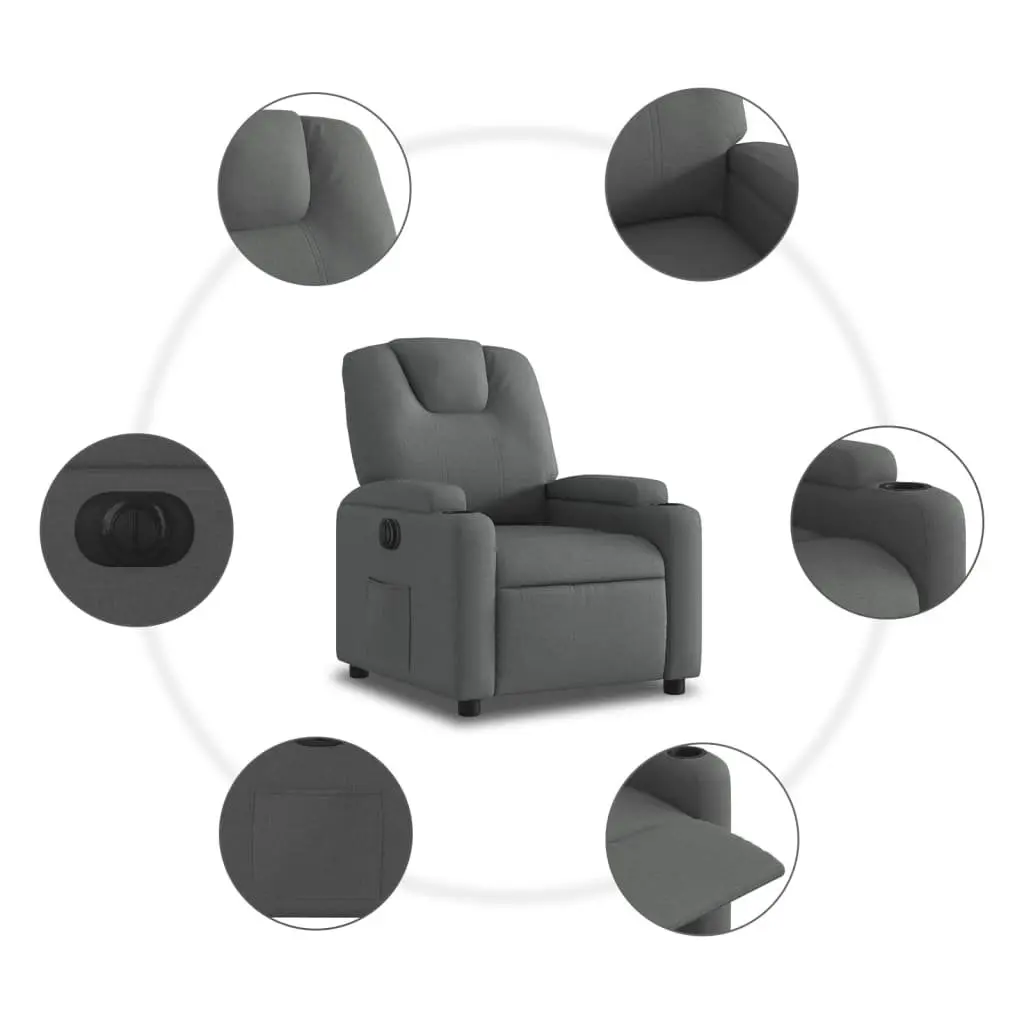 Electric Recliner Chair Automatic Reclining Grey Fabric