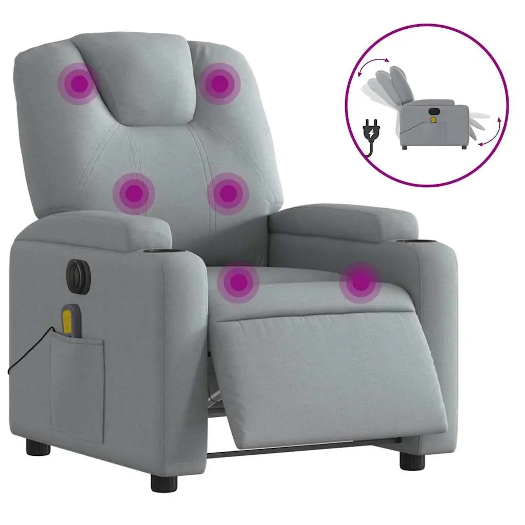 Electric Massage Recliner Chair Vibration Lounge Seat Grey Fabric