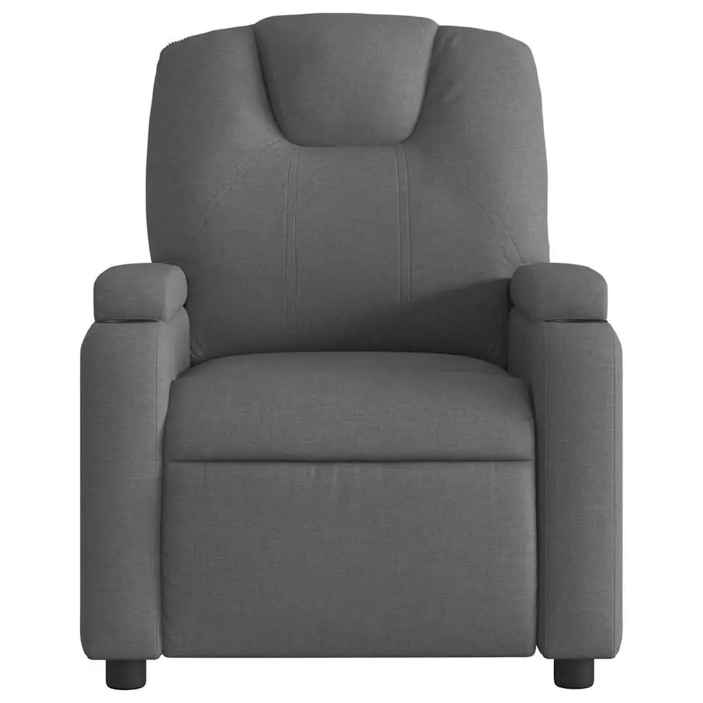 Electric Massage Recliner Chair Grey Fabric 135 Degrees Vibration Lounge