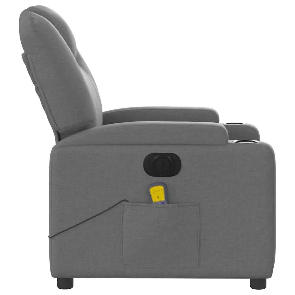 Electric Massage Recliner Chair Grey Fabric 135 Degrees Vibration Lounge