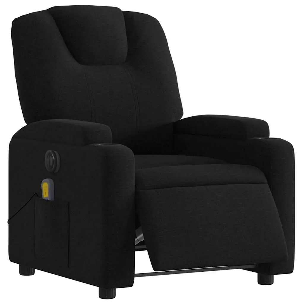 Electric Massage Recliner Chair Black Fabric Armchair Lounger Footrest Vibration