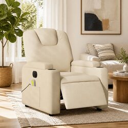 Comfort Meets Value: Cream Electric Massage Recliner Chair