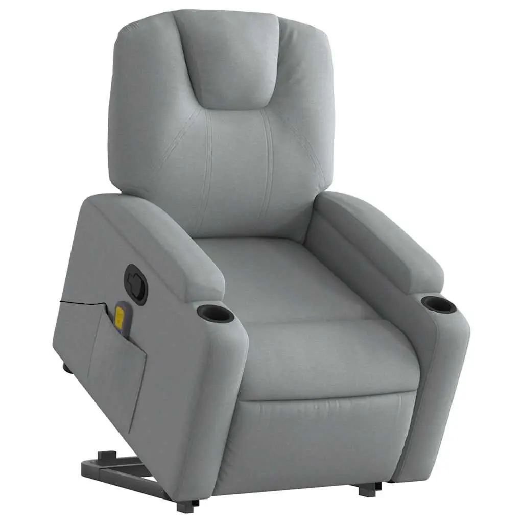 Electric Massage Recliner Chair Power Lift Grey Fabric