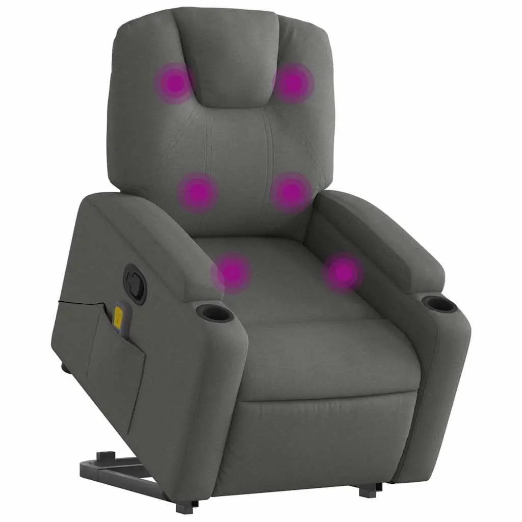 Electric Massage Chair Power Lift Recliner Grey Fabric