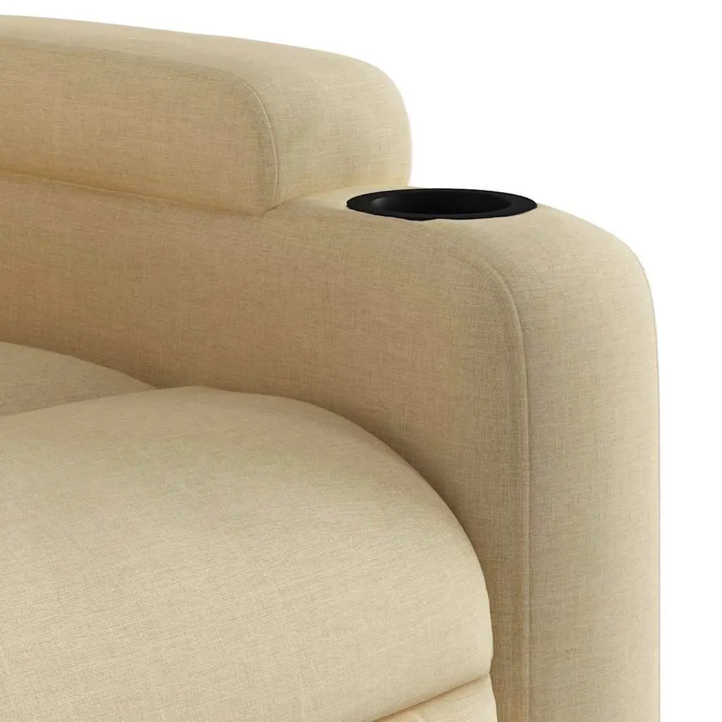 Electric Recliner Chair Cream Fabric Power Lift Massage Armchair