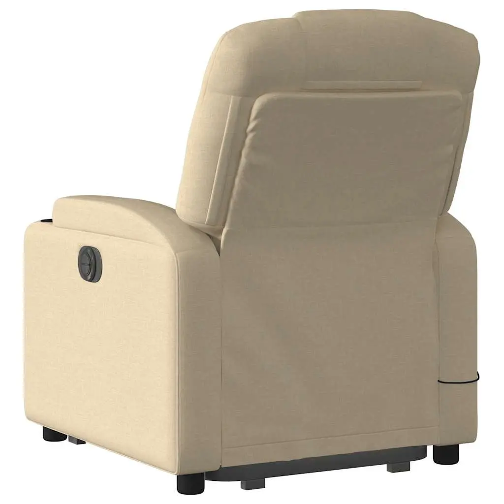 Electric Recliner Chair Cream Fabric Power Lift Massage Armchair