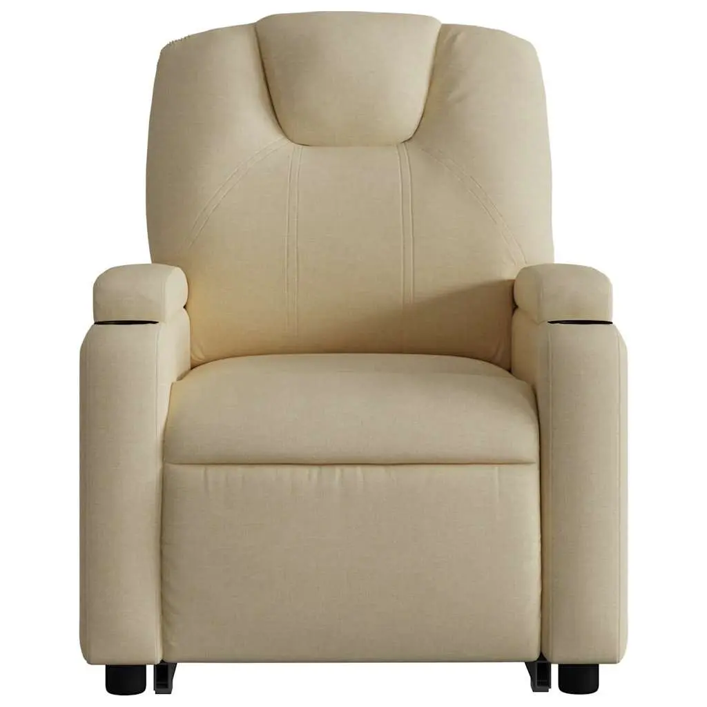 Electric Recliner Chair Cream Fabric Power Lift Massage Armchair