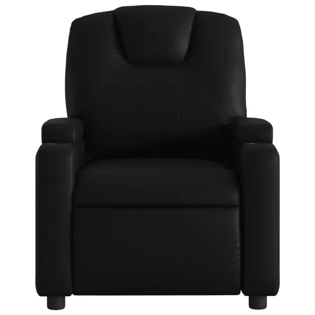 Recliner Chair Manual Reclining Armchair Adjustable Footrest Side Pocket Cup Holders Black