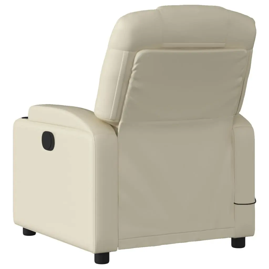 Massage Recliner Chair Vibration 6 Points Manual Recline Cream Faux Leather