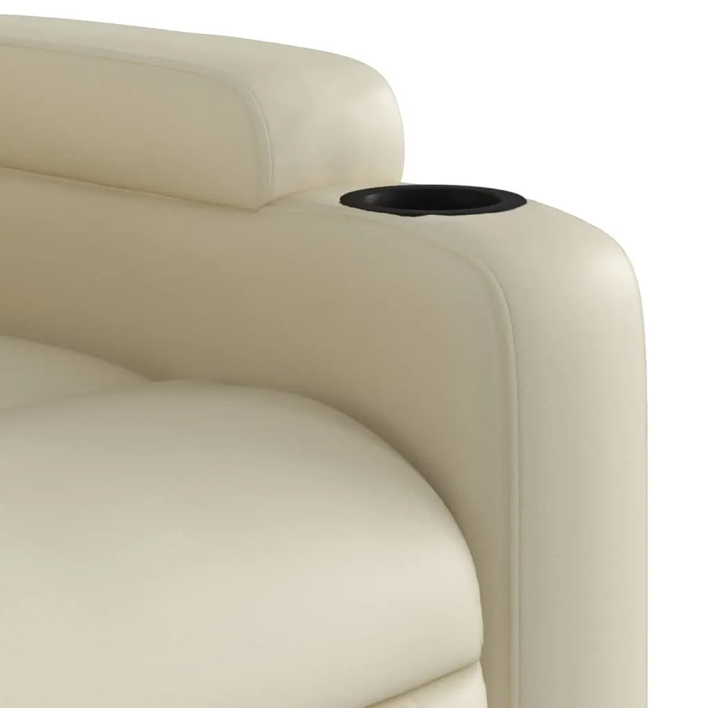 Massage Recliner Chair Vibration 6 Points Manual Recline Cream Faux Leather