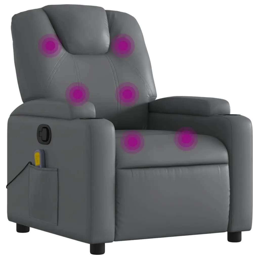Massage Recliner Chair Manual Recline 6 Vibration Points Grey