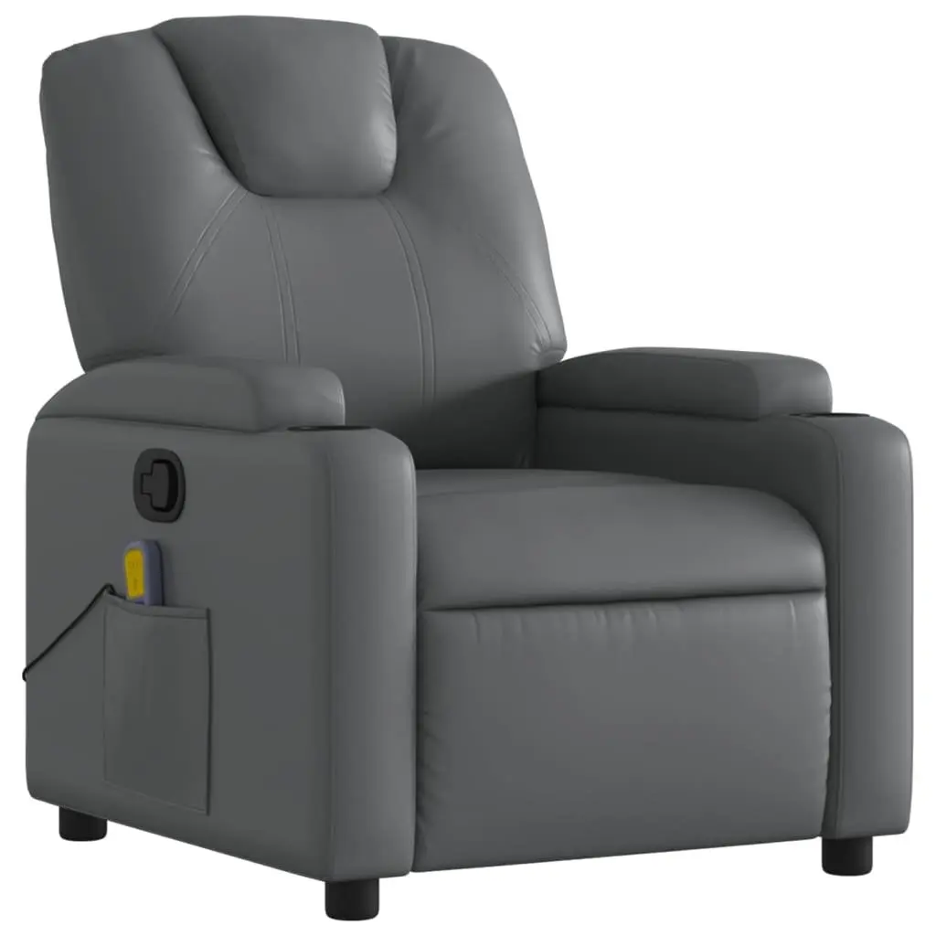 Massage Recliner Chair Manual Recline 6 Vibration Points Grey