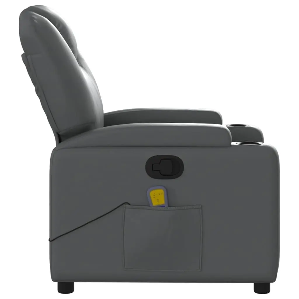 Massage Recliner Chair Manual Recline 6 Vibration Points Grey
