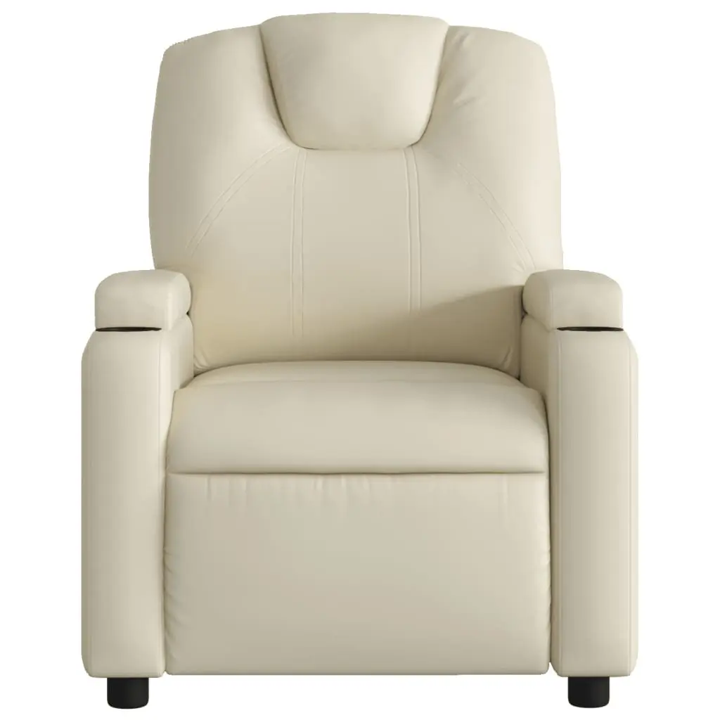 Electric Massage Recliner Chair Vibration Cream Faux Leather