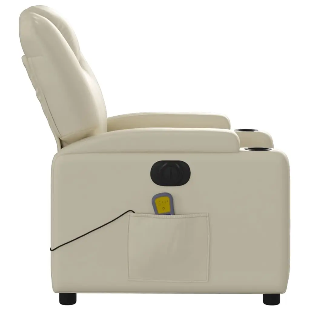 Electric Massage Recliner Chair Vibration Cream Faux Leather