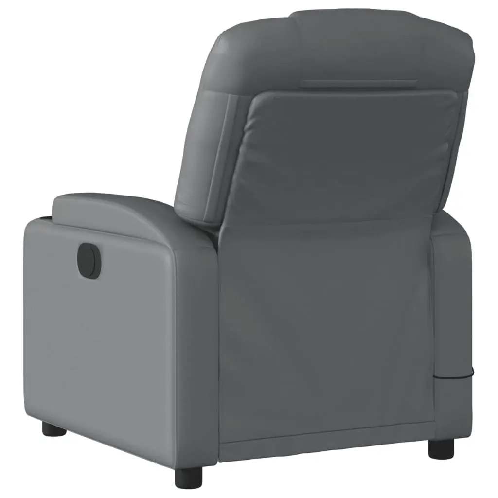 Electric Massage Recliner Chair Grey Faux Leather Armchair