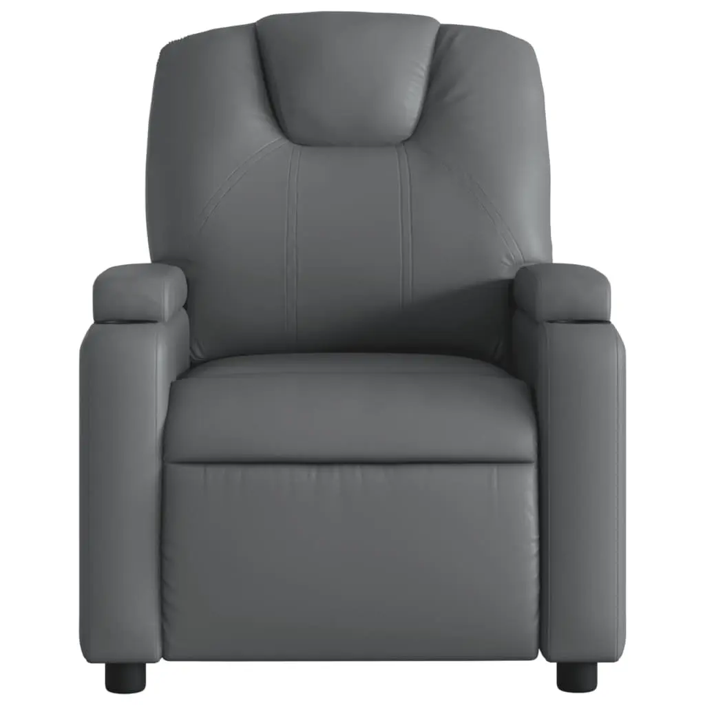 Electric Massage Recliner Chair Grey Faux Leather Armchair