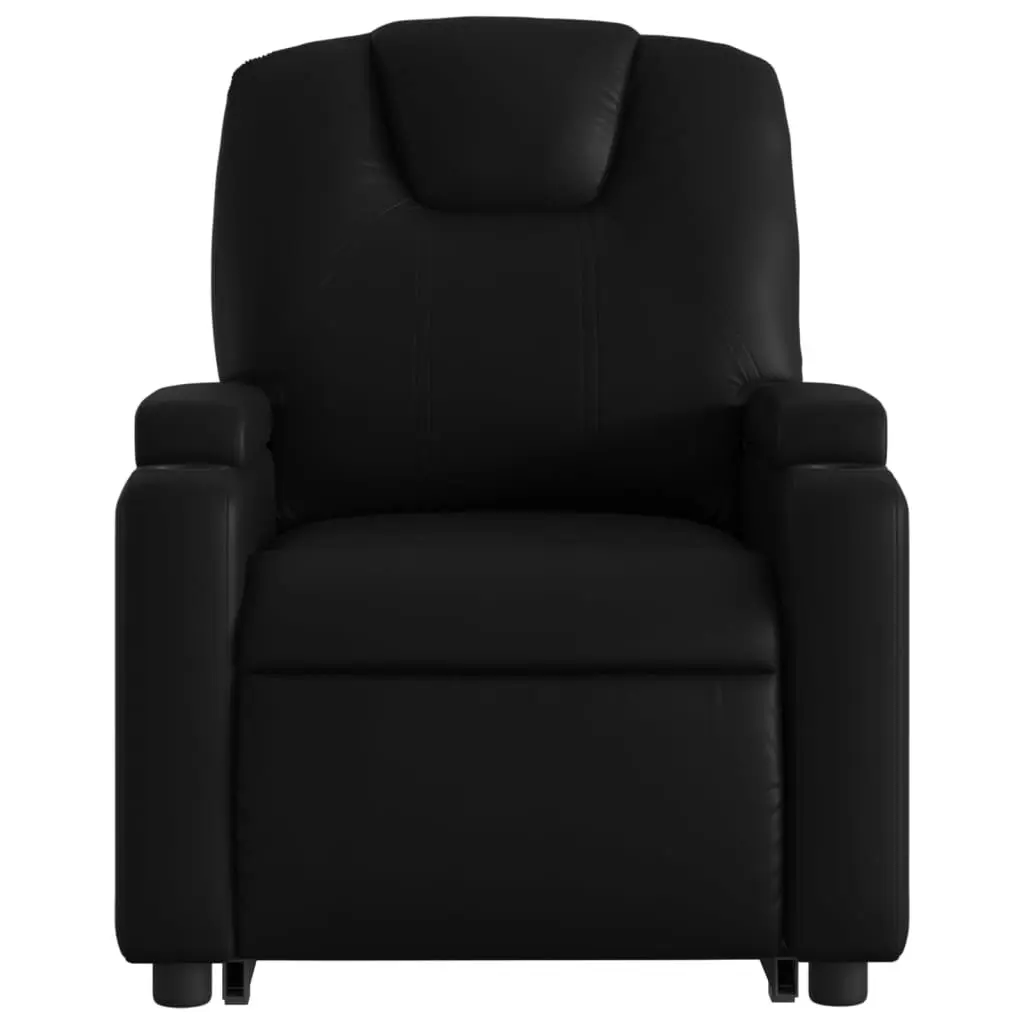 Electric Power Lift Recliner Chair Manual Recline Black Faux Leather