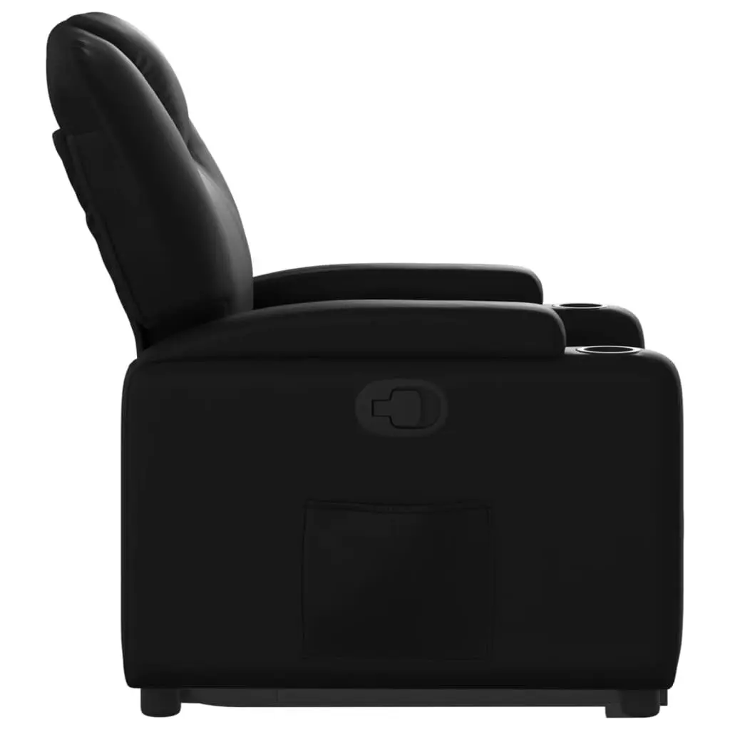 Electric Power Lift Recliner Chair Manual Recline Black Faux Leather