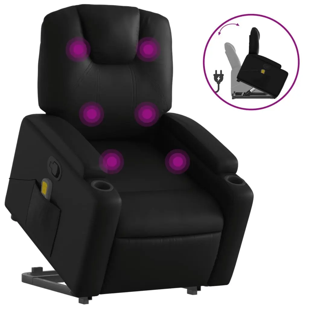 Electric Massage Chair Power Lift Recliner Black Faux Leather