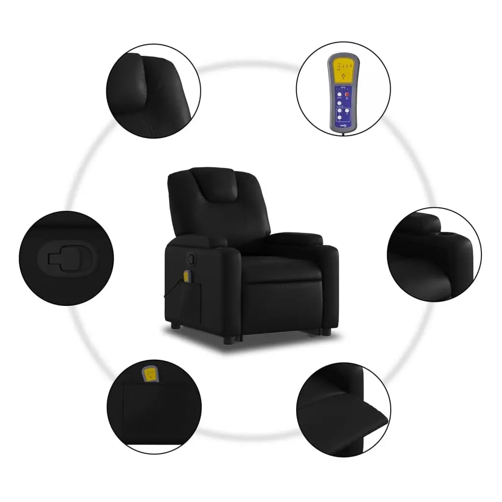 Electric Massage Chair Power Lift Recliner Black Faux Leather