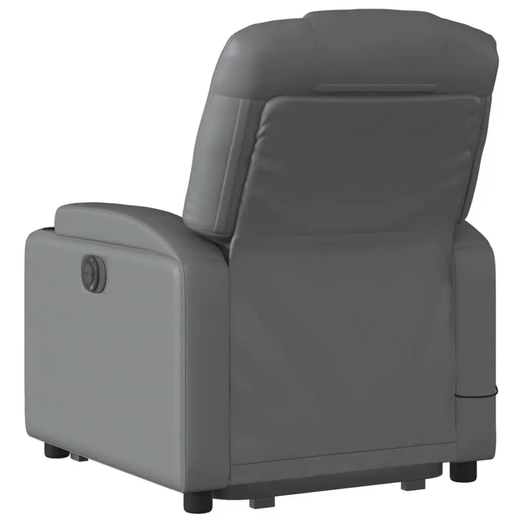 Recliner Chair Power Lift Massage Grey Faux Leather Stand Up for Elderly