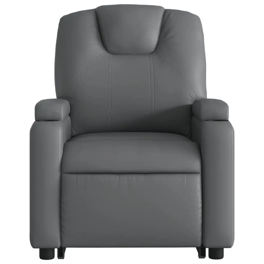 Recliner Chair Power Lift Massage Grey Faux Leather Stand Up for Elderly