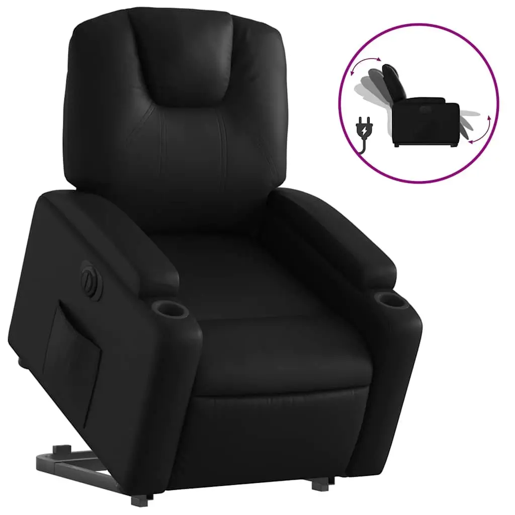 Electric Recliner Chair Power Lift Black Faux Leather