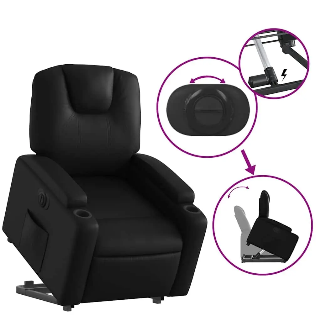Electric Recliner Chair Power Lift Black Faux Leather