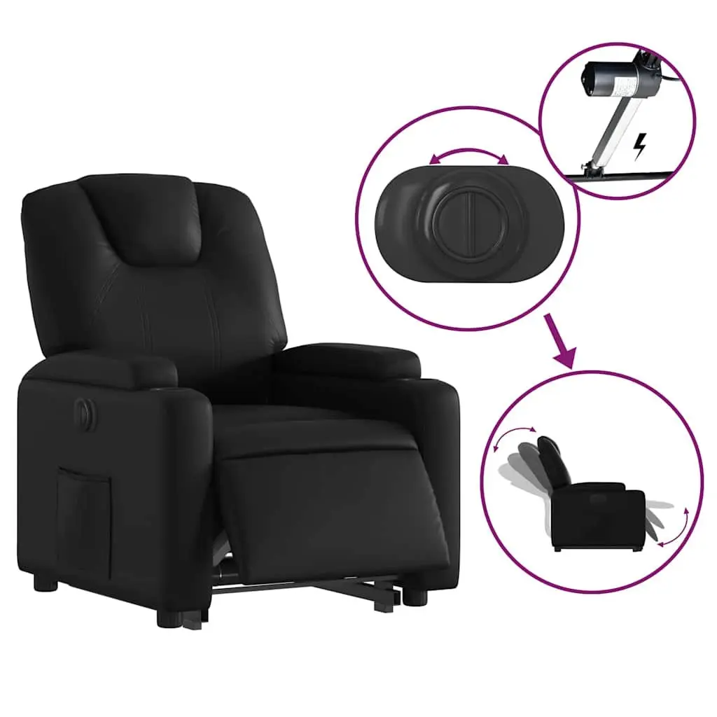 Electric Recliner Chair Power Lift Black Faux Leather