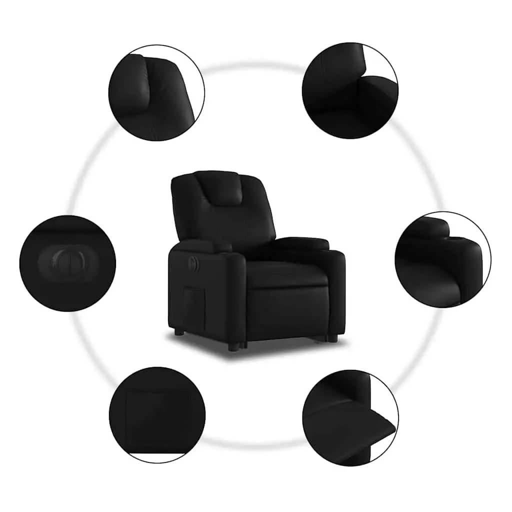 Electric Recliner Chair Power Lift Black Faux Leather